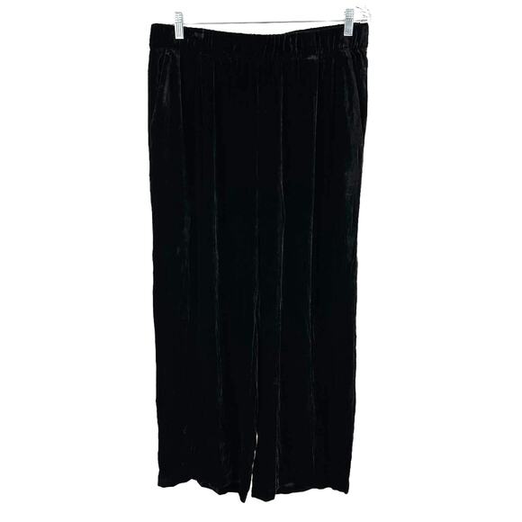 Eileen Fisher Velvet Wide Leg Black Pants Women's Size Large New With Tags - Picture 1 of 8